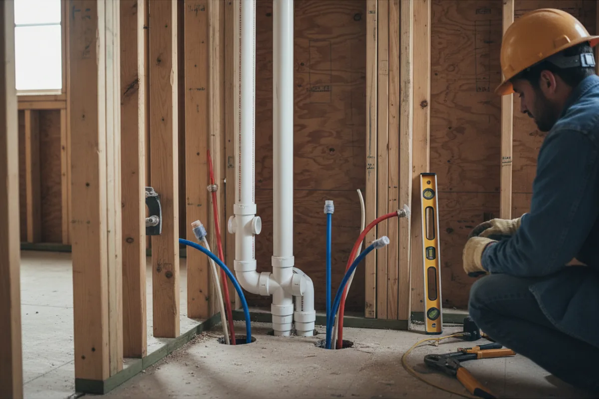 Drain and supply rough-in during Leak Detection in Otego